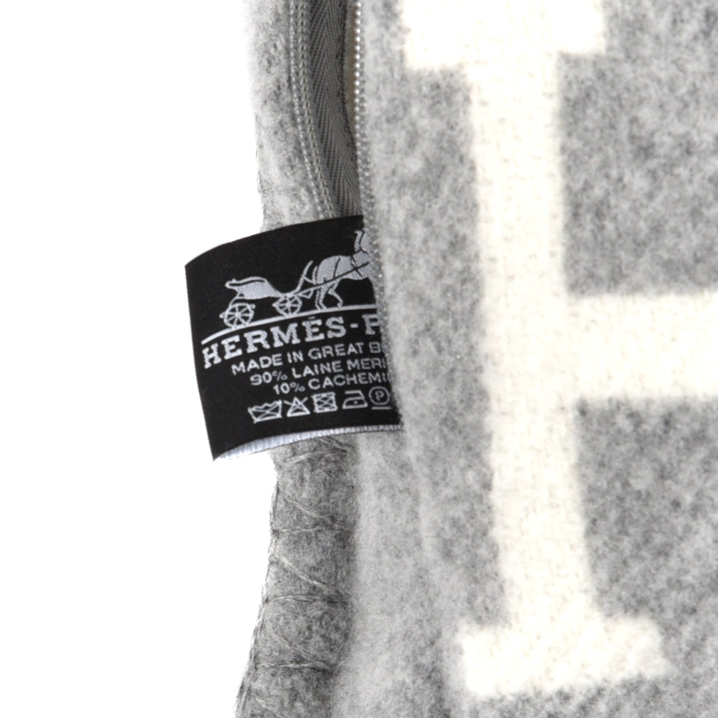 Hermes Wool Cashmere Avalon III Pillow PM Ecru Gris Clair 3 of 3