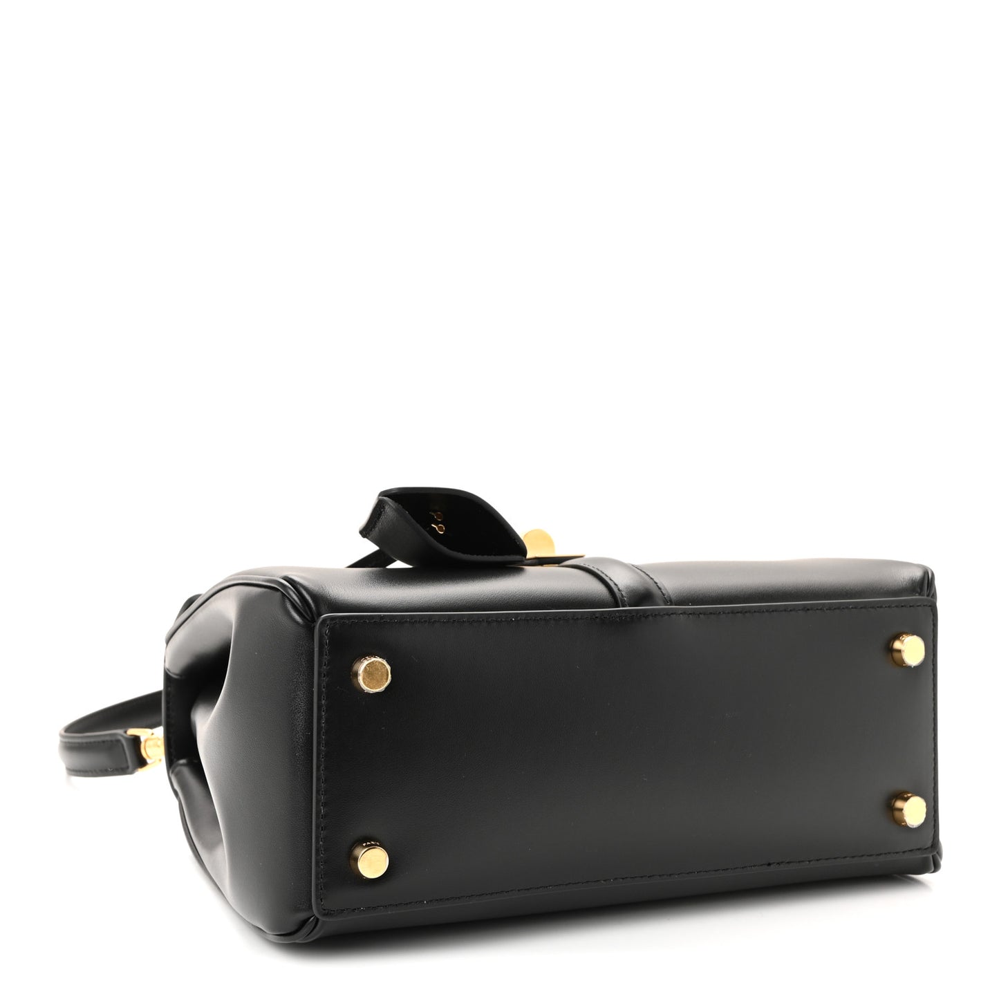 Satinated Calfskin Small 16 Top Handle Bag Black