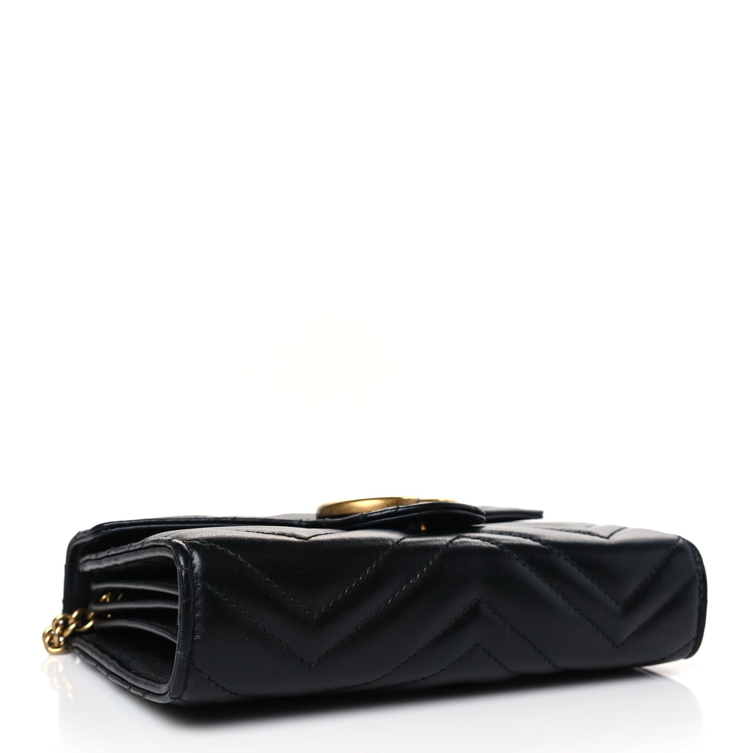 Gucci Calfskin Matelasse GG Marmont Chain Wallet Black 4 of 10