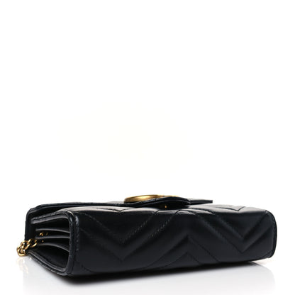 Gucci Calfskin Matelasse GG Marmont Chain Wallet Black 4 of 10
