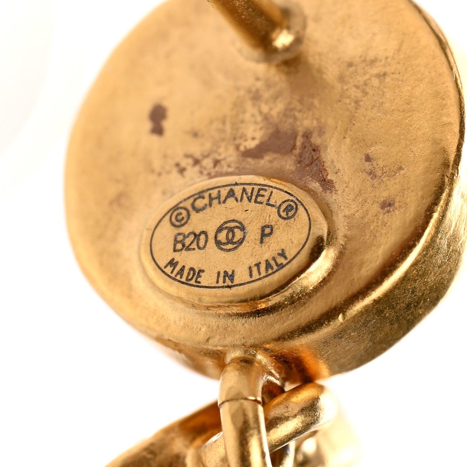 Chanel Crystal Pearl Logo Drop Earrings Gold 4 of 5