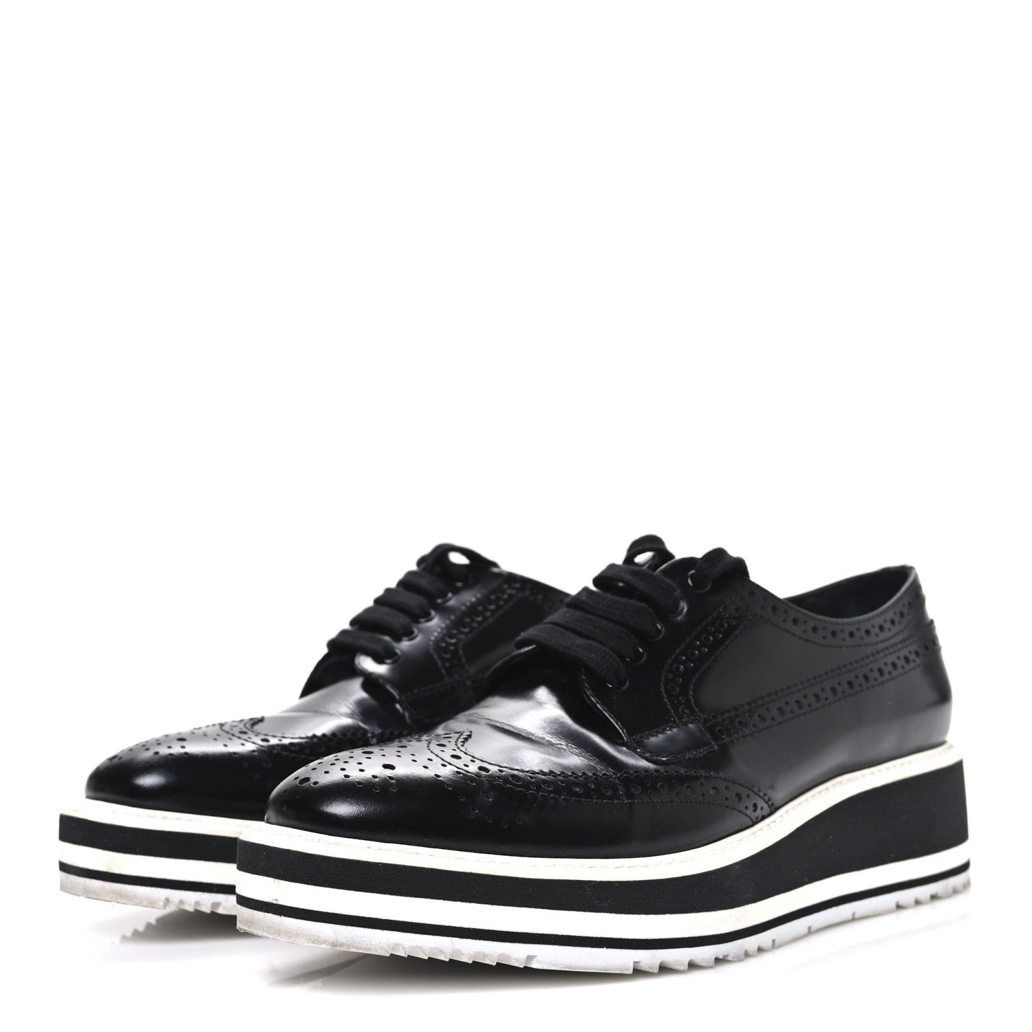 Prada Spazzolato Lace Up Loafers 38.5 Black 4 of 10