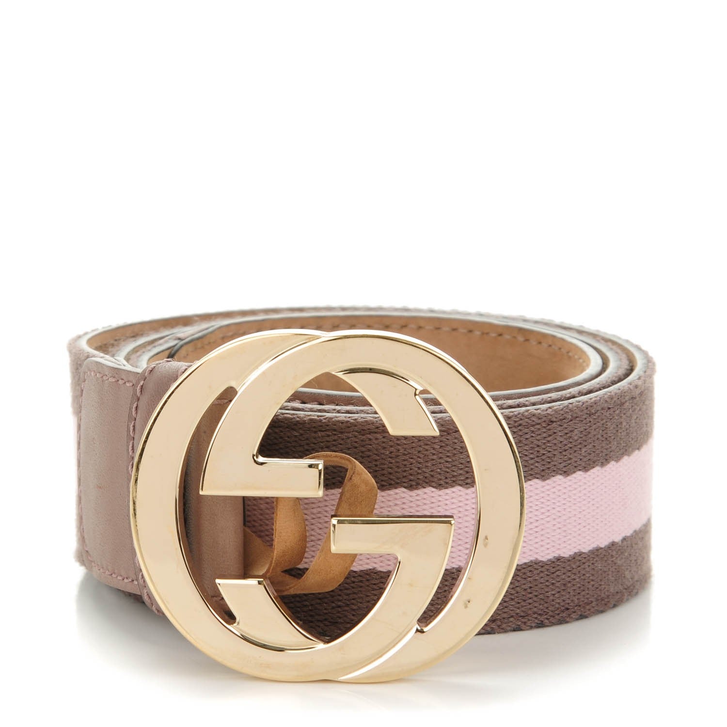 Gucci Canvas Web Interlocking G Belt 80 32 Brown Pink 1 of 6