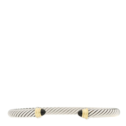 David Yurman Sterling Silver 14K Yellow Gold Black Onyx 5mm Cable Classics Bracelet 1 of 3