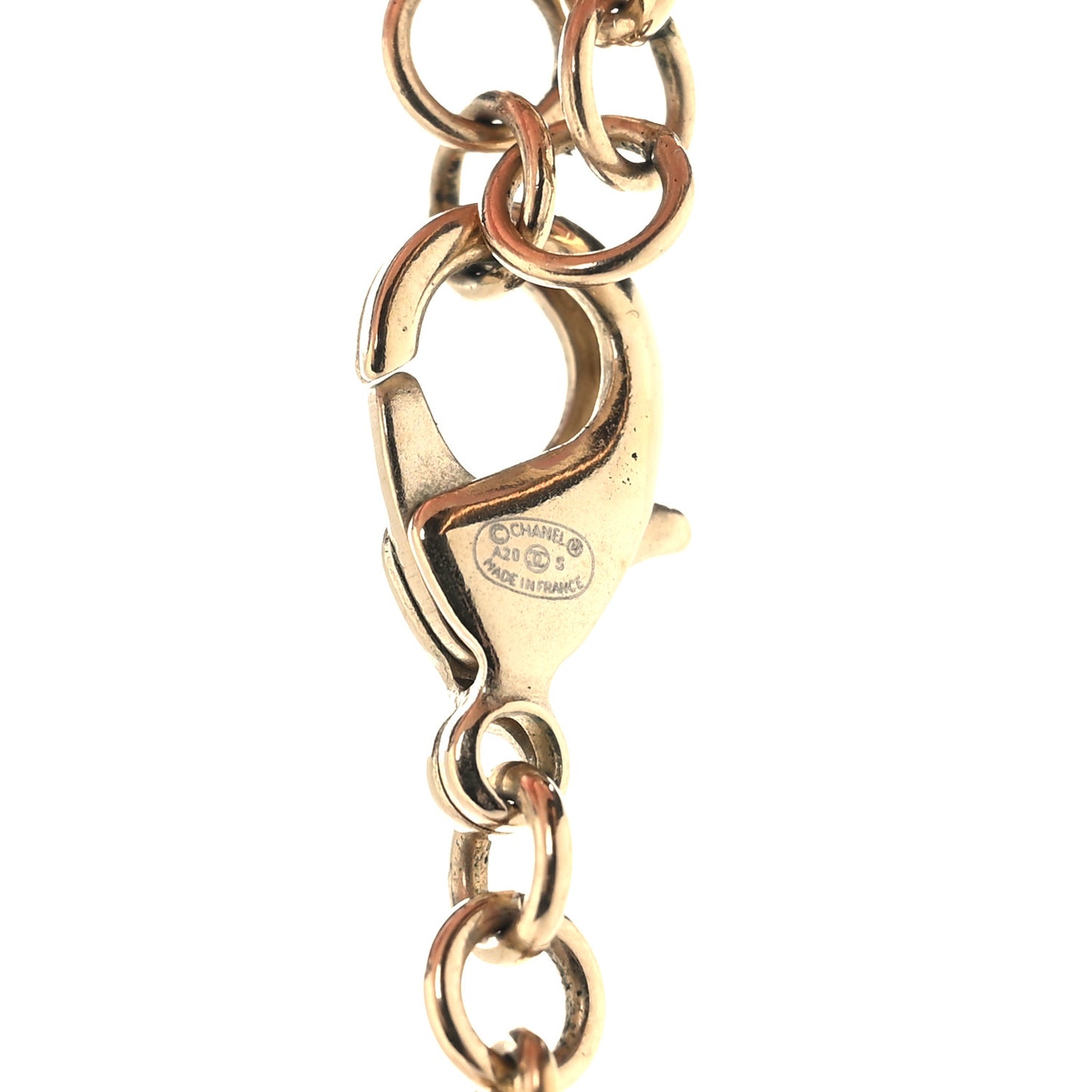 Pearl Crystal CC Coco Necklace Gold