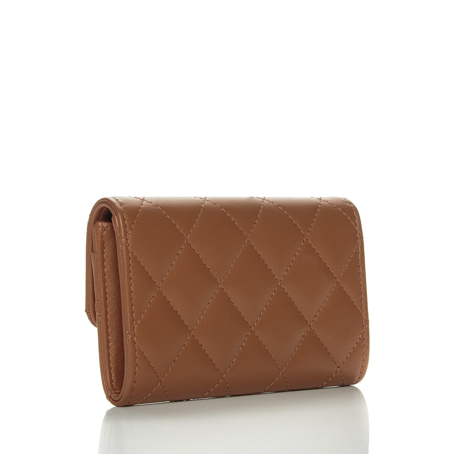 Chanel Lambskin Quilted Card Holder Camel 3 of 8