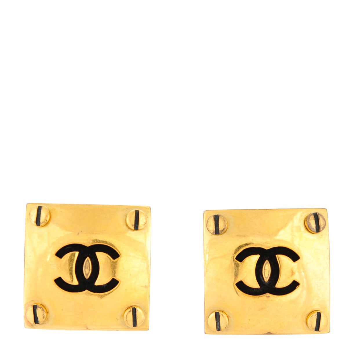Chanel Square CC Clip On Earrings Gold 1 of 4