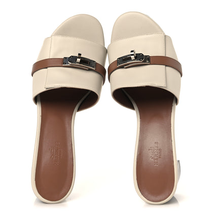 Hermes Calfskin Gigi 50 Sandals 40 Beige Glaise Rose Perle 2 of 9