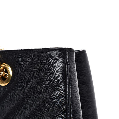 Saint Laurent Grain De Poudre Matelasse Chevron Monogram Shopping Bag Black 13 of 18