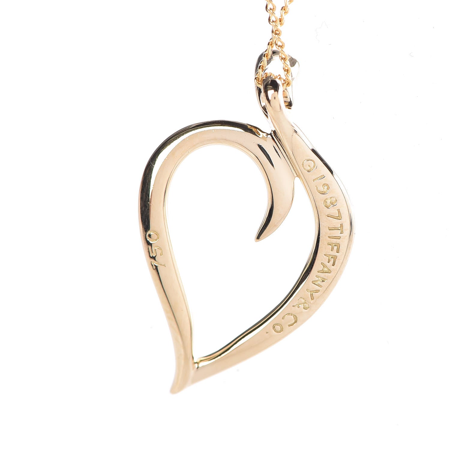 Tiffany 18K Yellow Gold Open Leaf Pendant Necklace 7 of 7