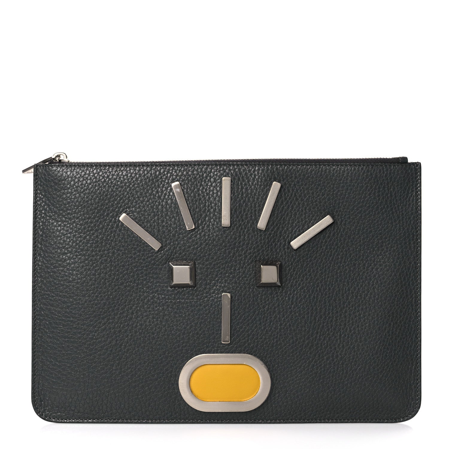Fendi Cuoio Romano Faces Pouch Asfalto 1 of 8