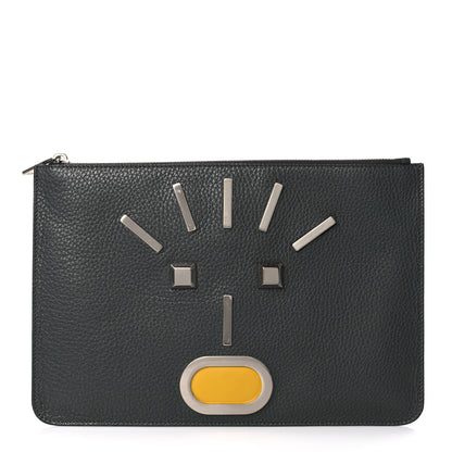 Fendi Cuoio Romano Faces Pouch Asfalto 1 of 8