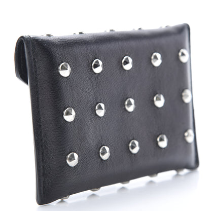 Alexander McQueen Calfskin Studded Skull Envelope Card Holder Black 3 of 13