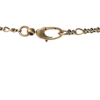Gucci Metal Lion Head Pearl Crystal Crucifix Necklace Aged Gold 4 of 4