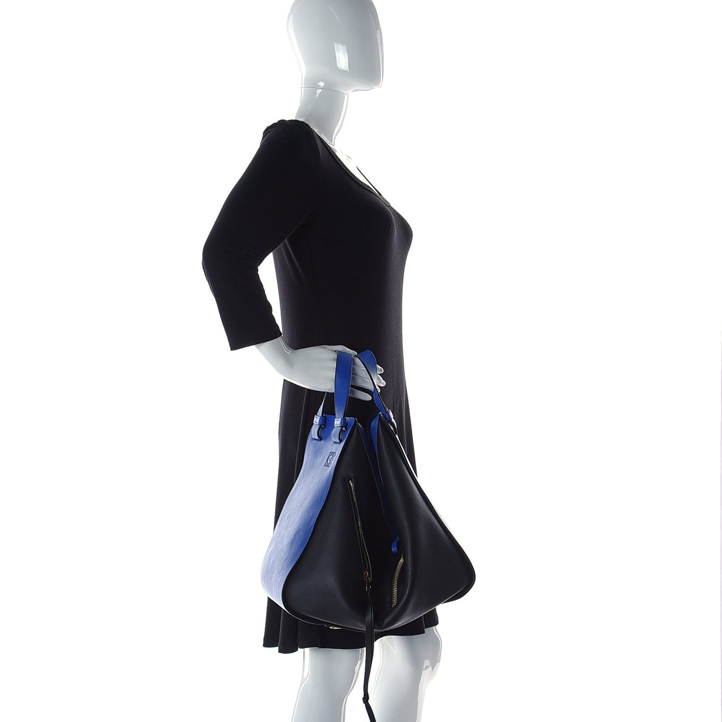 Calfskin Medium Hammock Shoulder Bag Electric Blue Black