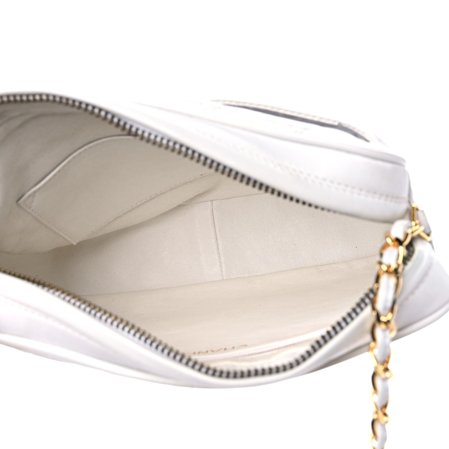 Lambskin Quilted Tassel Camera Case White