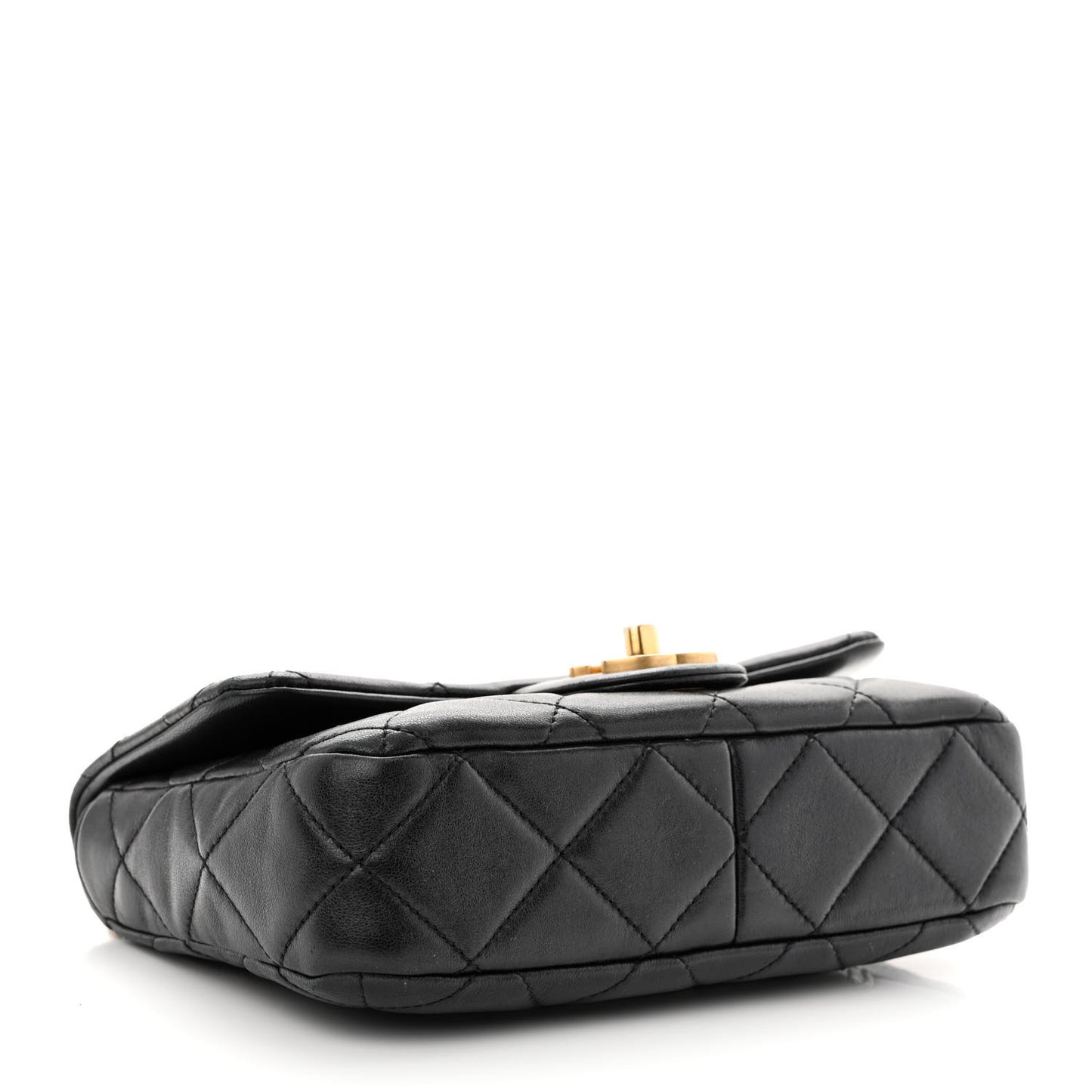 Lambskin Enamel Quilted Pending CC Square Flap Black