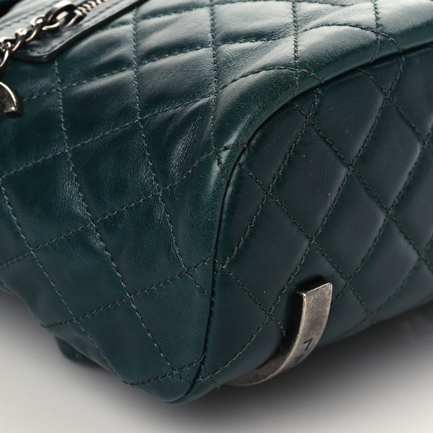 Glazed Calfskin Quilted Small Salzburg Mountain Backpack Dark Green