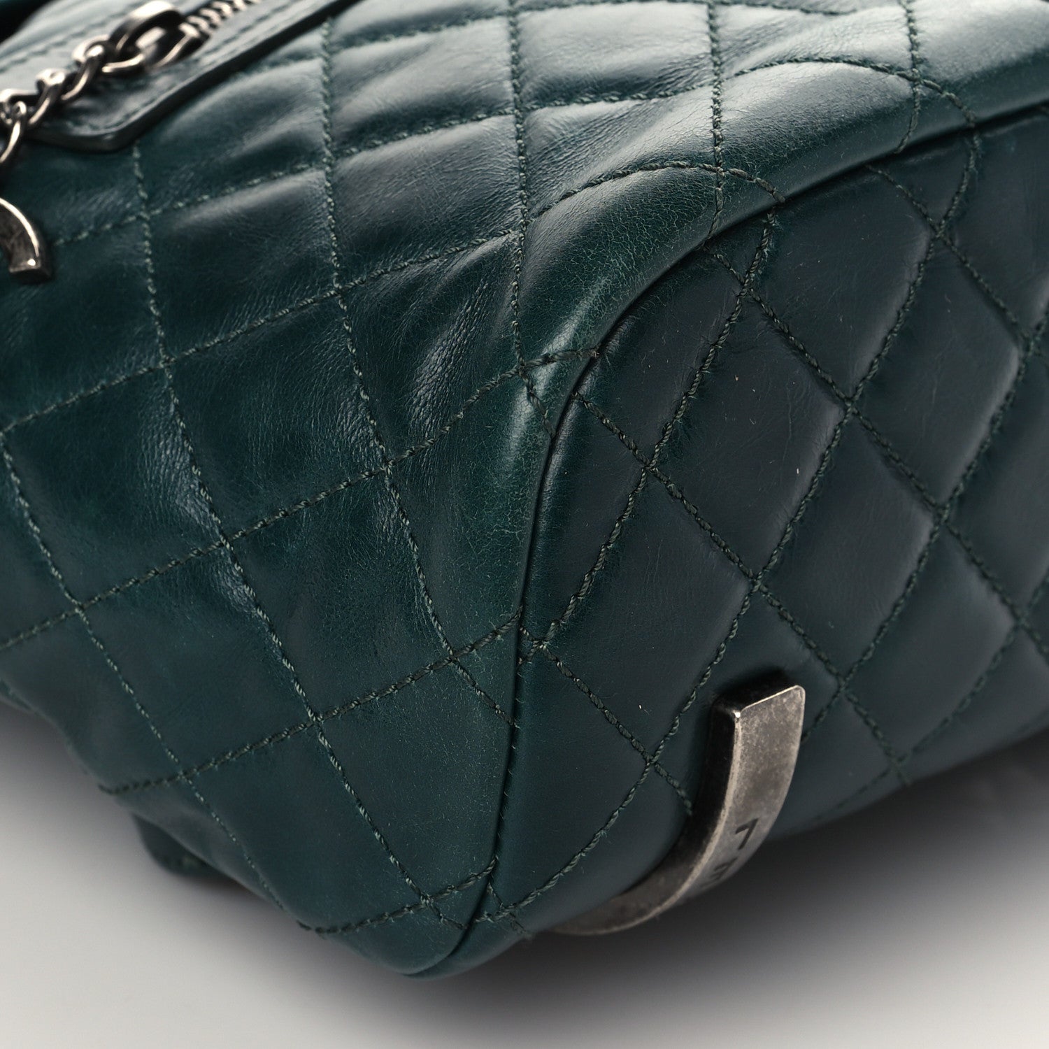 Chanel Glazed Calfskin Quilted Small Salzburg Mountain Backpack Dark Green 7 of 8