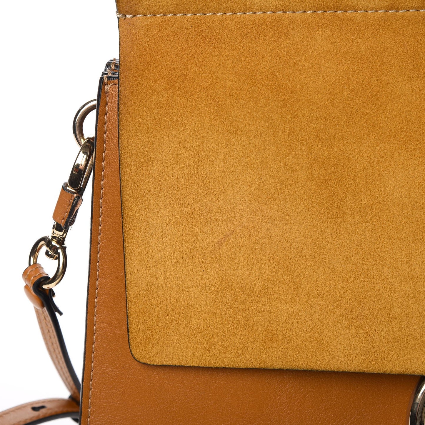 Suede Calfskin Medium Faye Shoulder Bag Mustard Brown