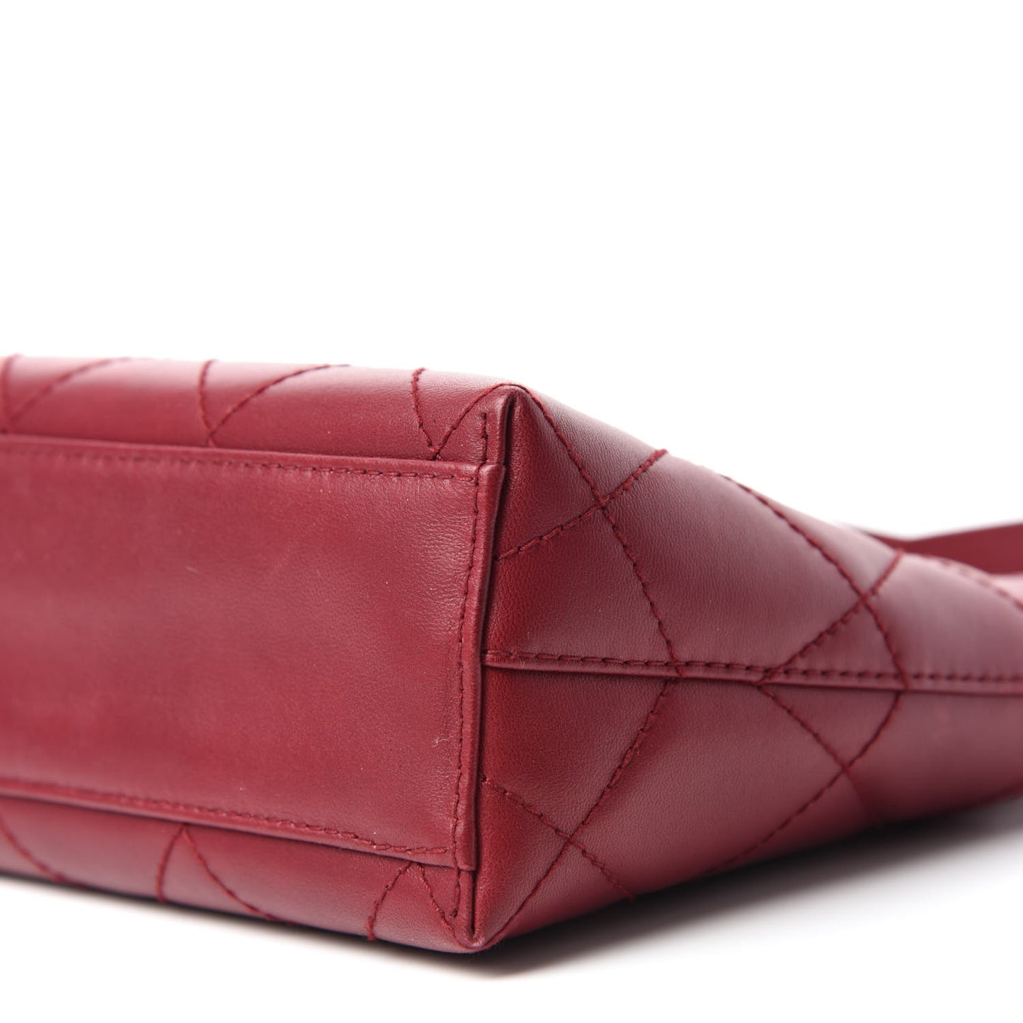 Lambskin Stitched Top Handle Flap Bag Red