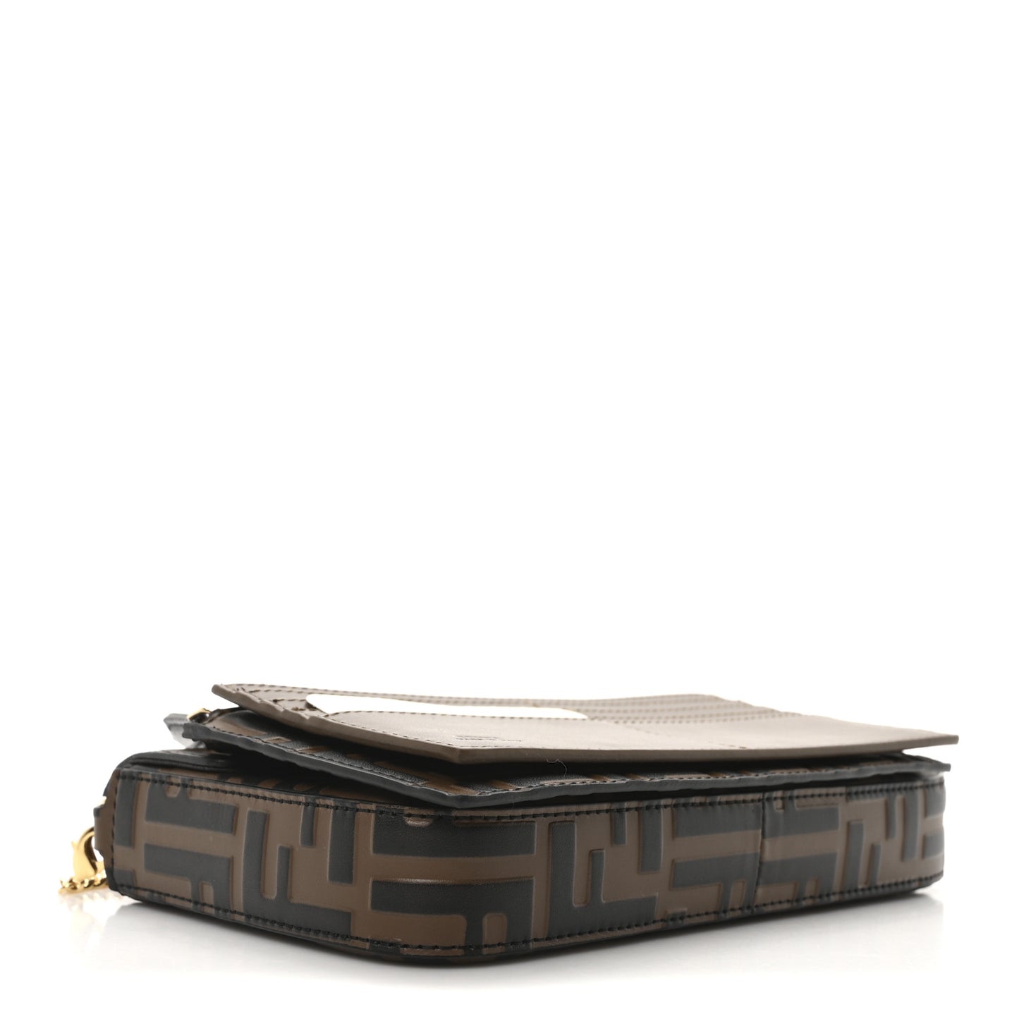 Vitello Soft F is Fendi Bi-Color FF 1974 Embossed Envelope Wallet On Chain with Pouches Maya Black