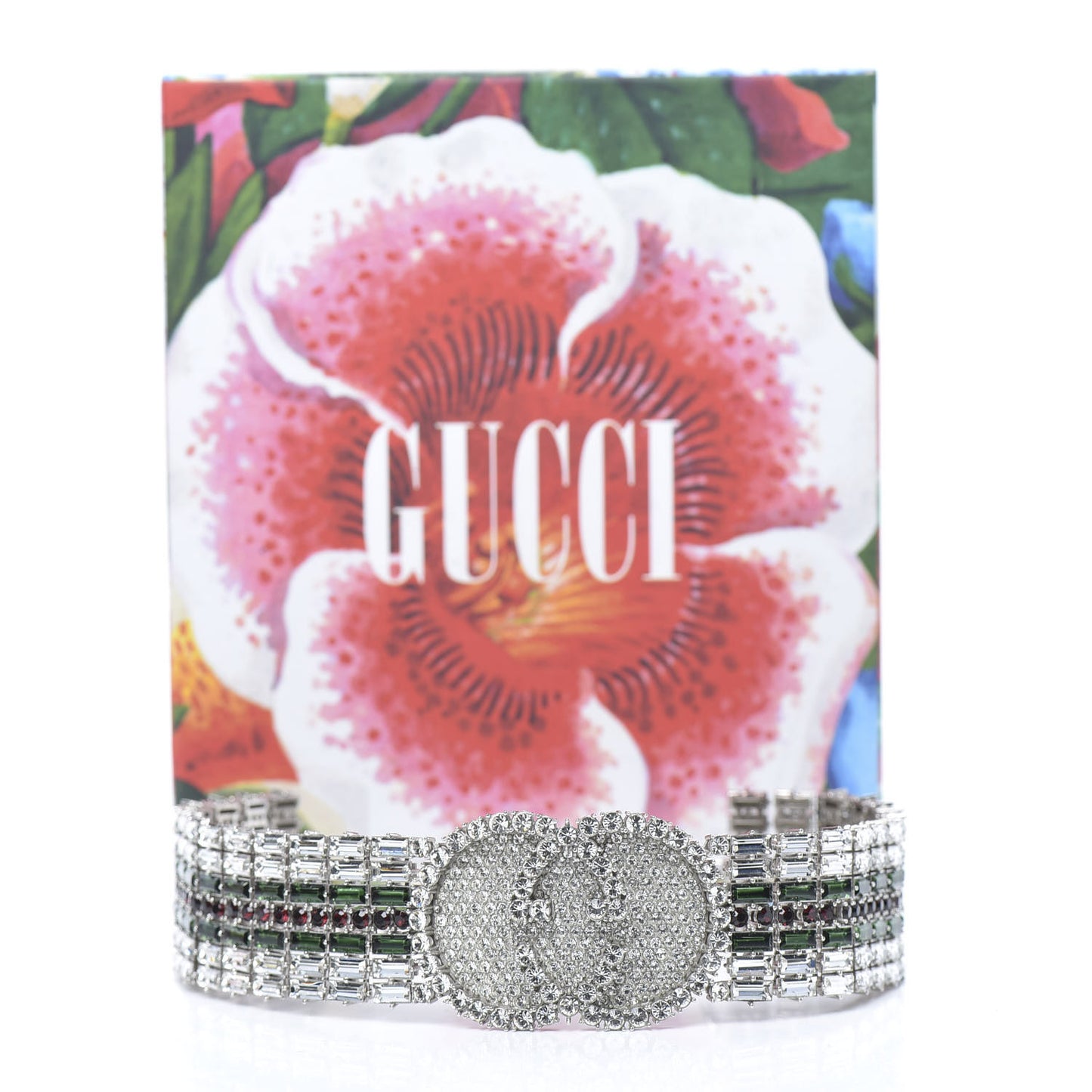 Crystals Double G Web Tennis Choker Necklace Multicolor