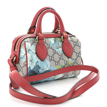 Gucci GG Supreme Monogram Blooms Mini Boston Navy Blue Hibiscus 3 of 10
