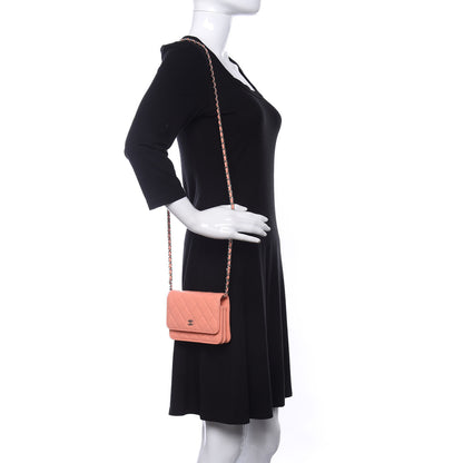 Chanel Caviar Quilted Mini Wallet On Chain WOC Coral 2 of 9