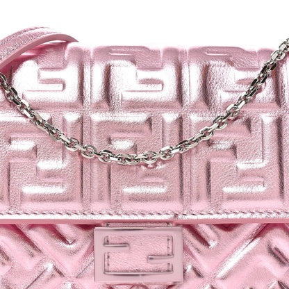 Fendi Metallic Nappa Matisse FF Embossed Wallet On Chain Rosa 8 of 10