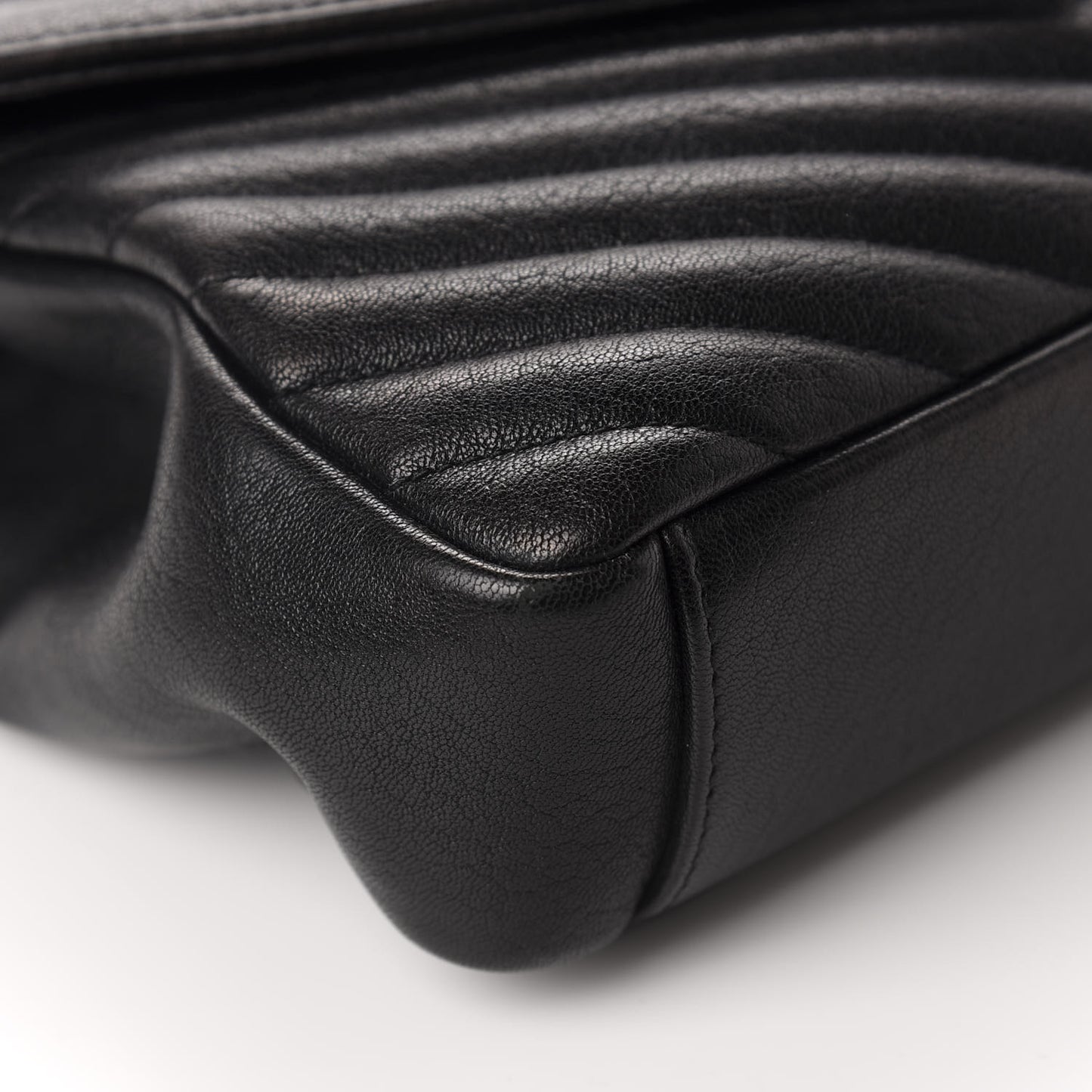 Sheepskin Matelasse Chevron Monogram Medium College Bag Black