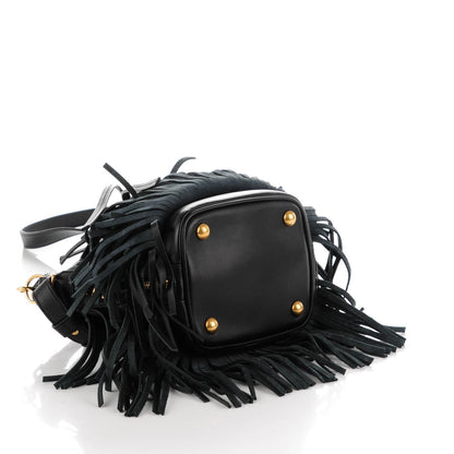 Saint Laurent Calfskin Small Emmanuelle Fringe Bucket Bag Black 4 of 7