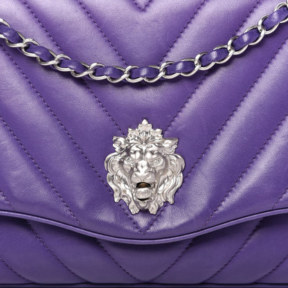 Chanel Lambskin Chevron Jumbo Leo Lion Flap Violet Fonce 10 of 10