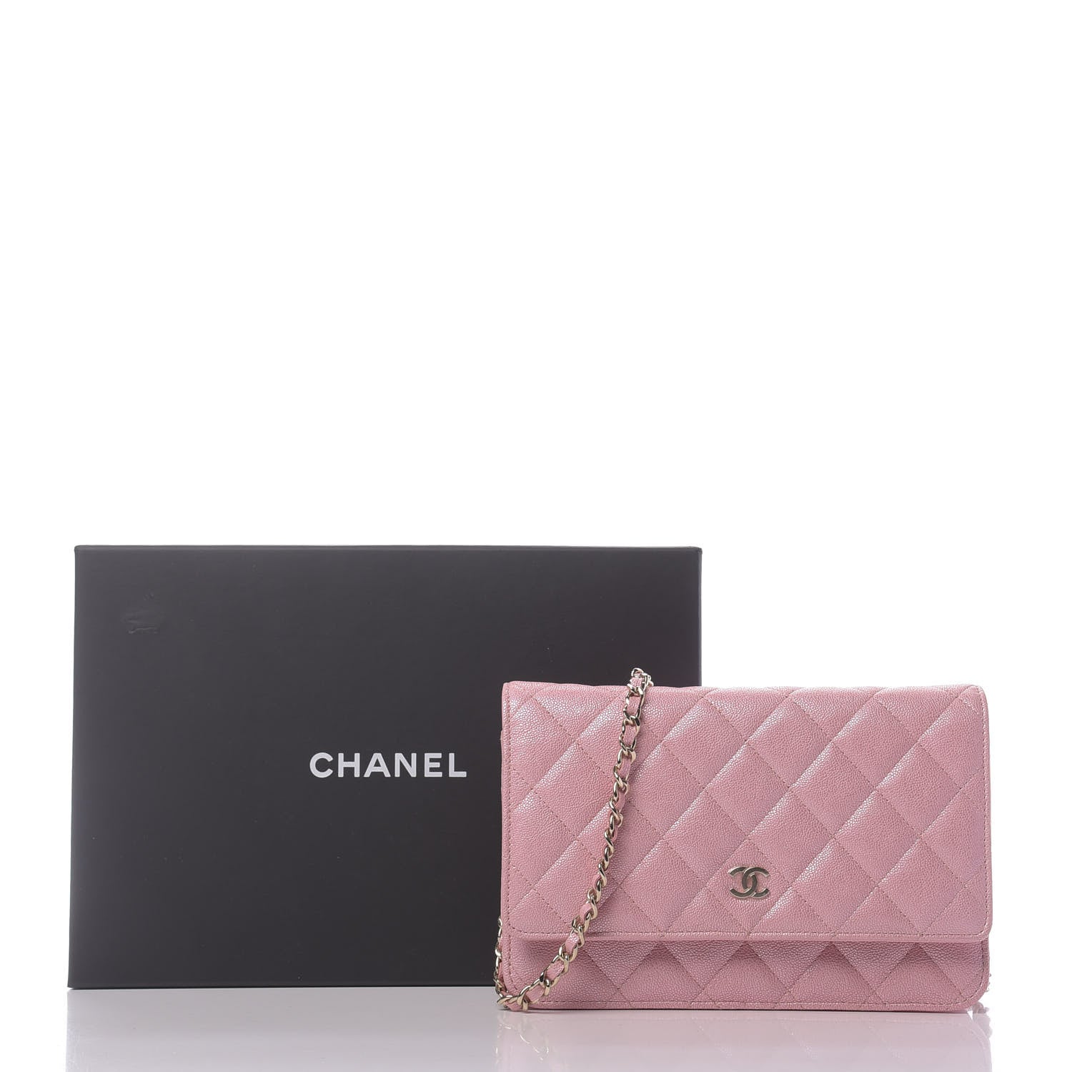 Chanel Iridescent Caviar Quilted Wallet on Chain WOC Rose Pink 12 of 12