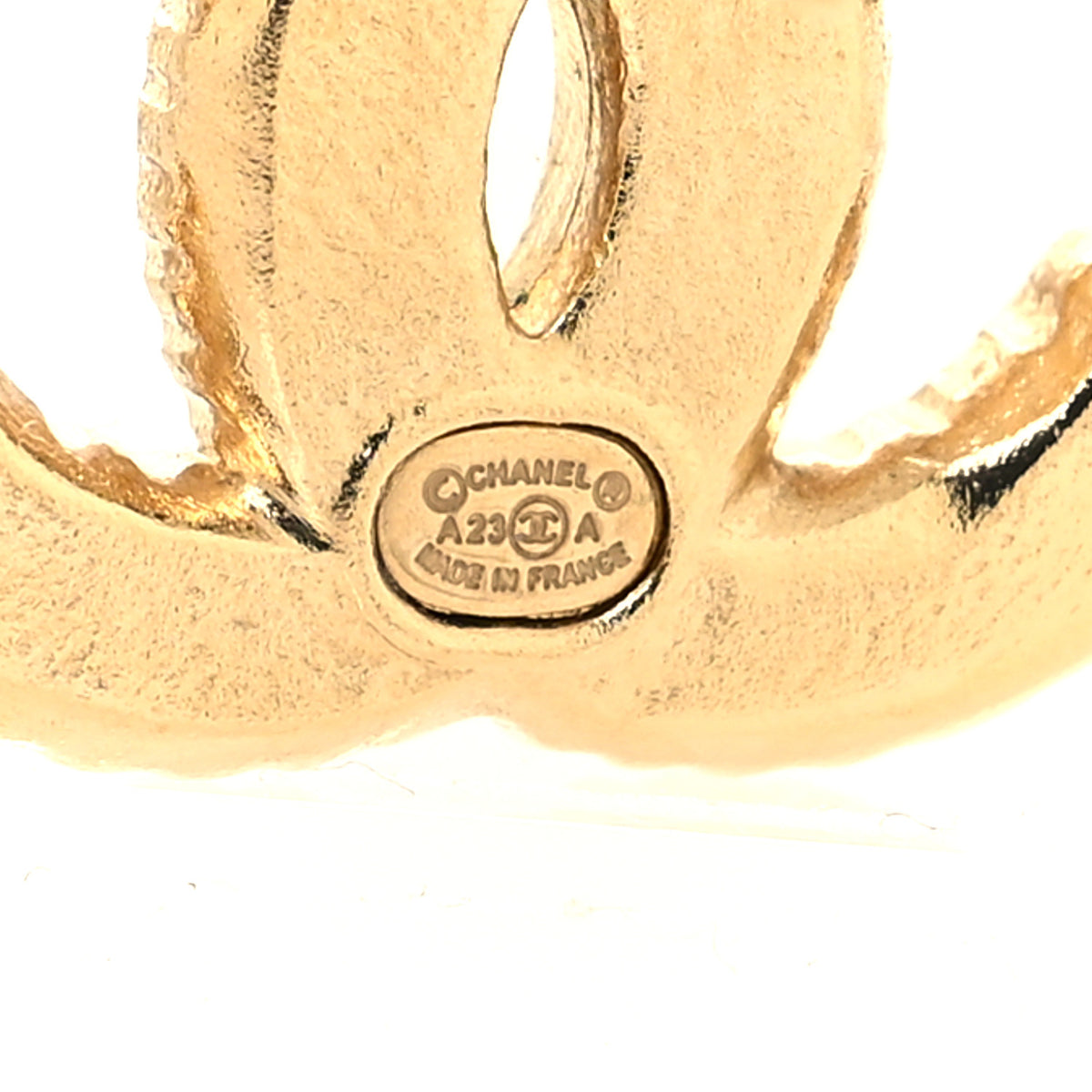 Metal Enamel CC Earrings Gold Brown