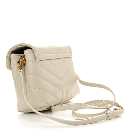 Saint Laurent Calfskin Y Quilted Monogram Toy Loulou Crossbody Bag Blanc VIntage 3 of 11