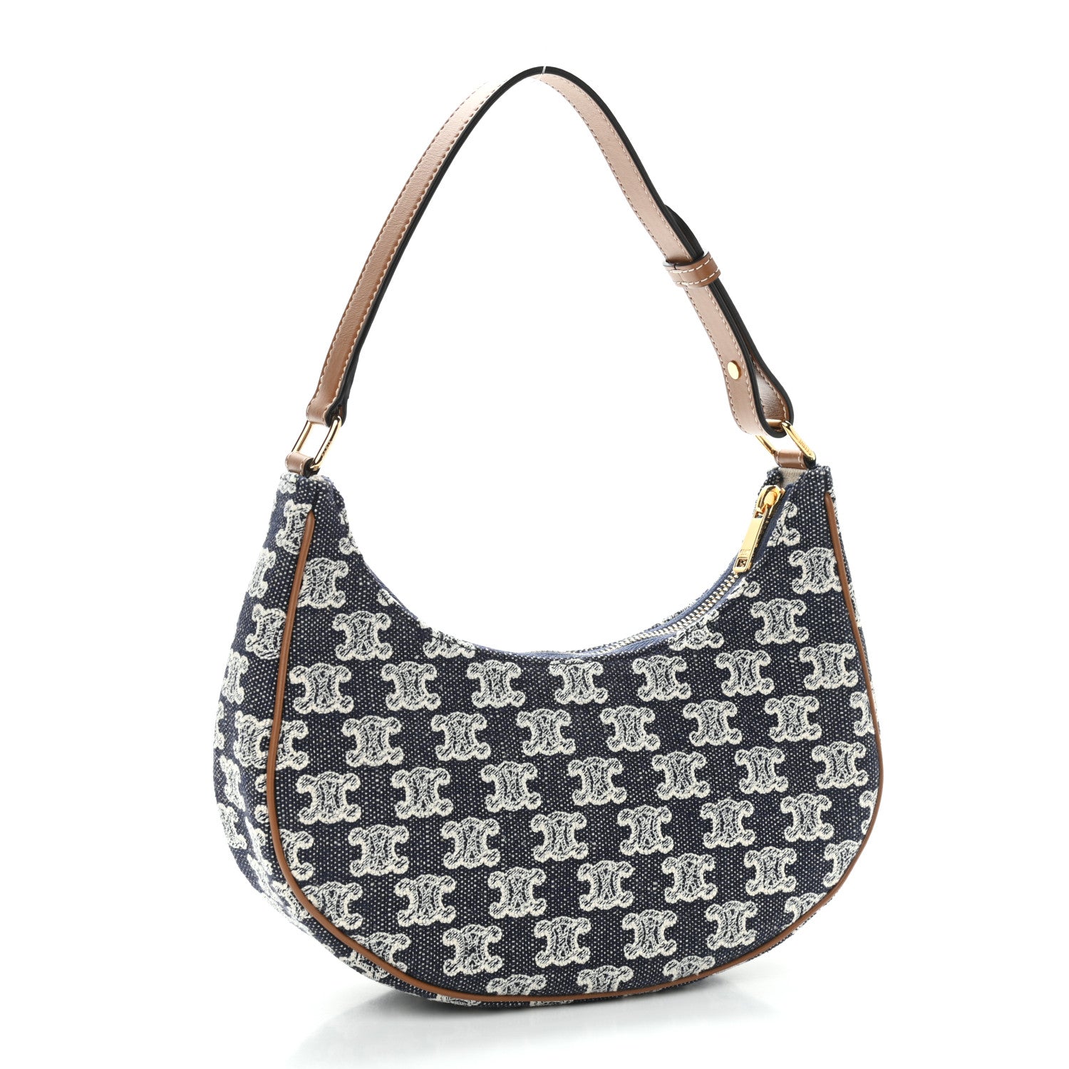 Celine Canvas Calfskin Ava Triomphe Shoulder Bag Blue 3 of 11