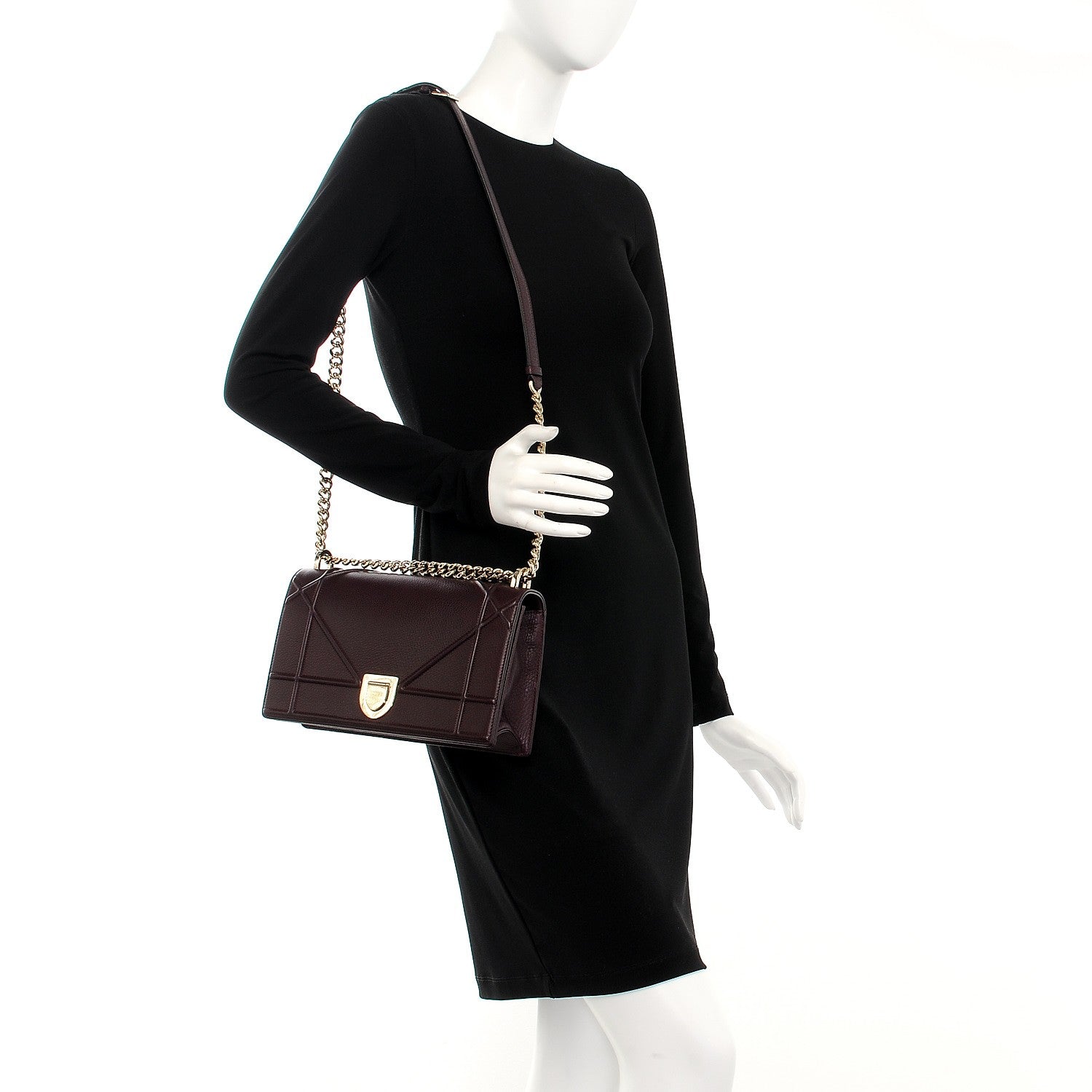 Christian Dior Grained Calfskin Medium Diorama Flap Bag Amaranth 2 of 10