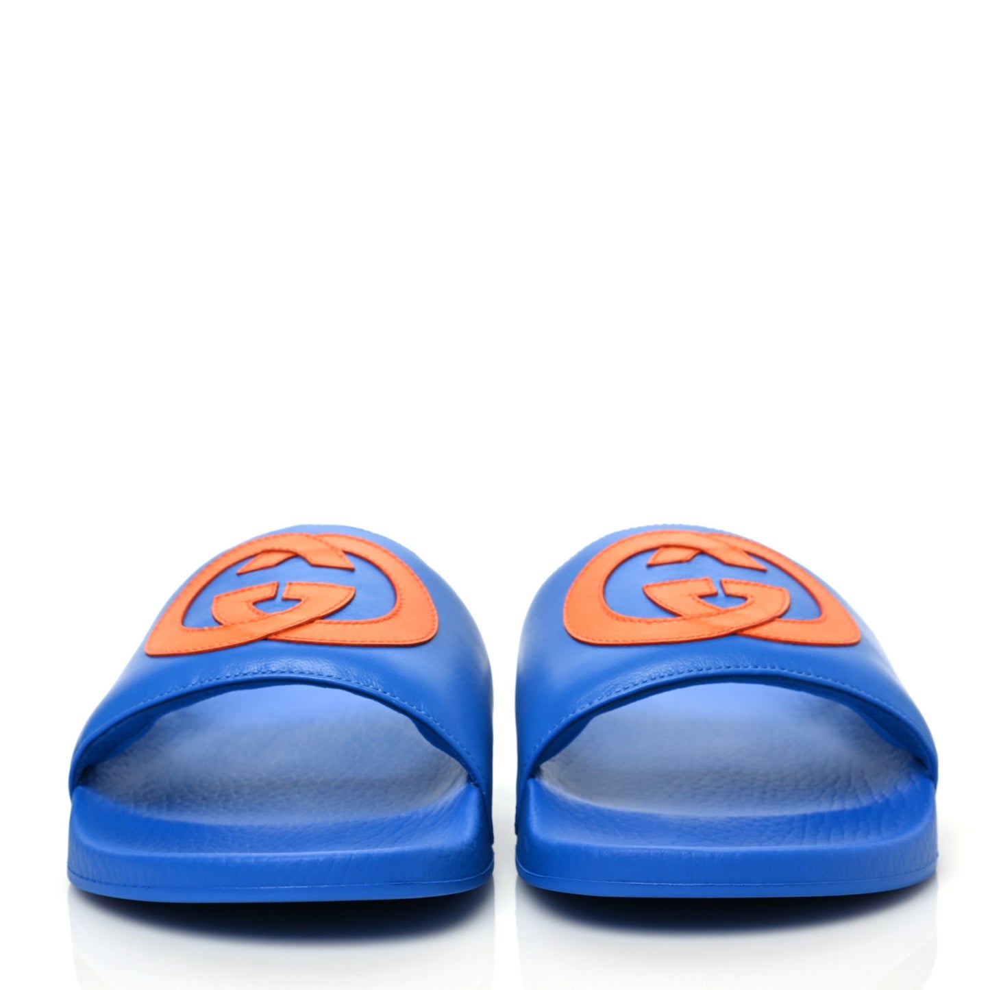 Nappa Miro Soft Calfskin Interlocking G Mens Slide Sandals 9 Bright Splash Carrot Orange