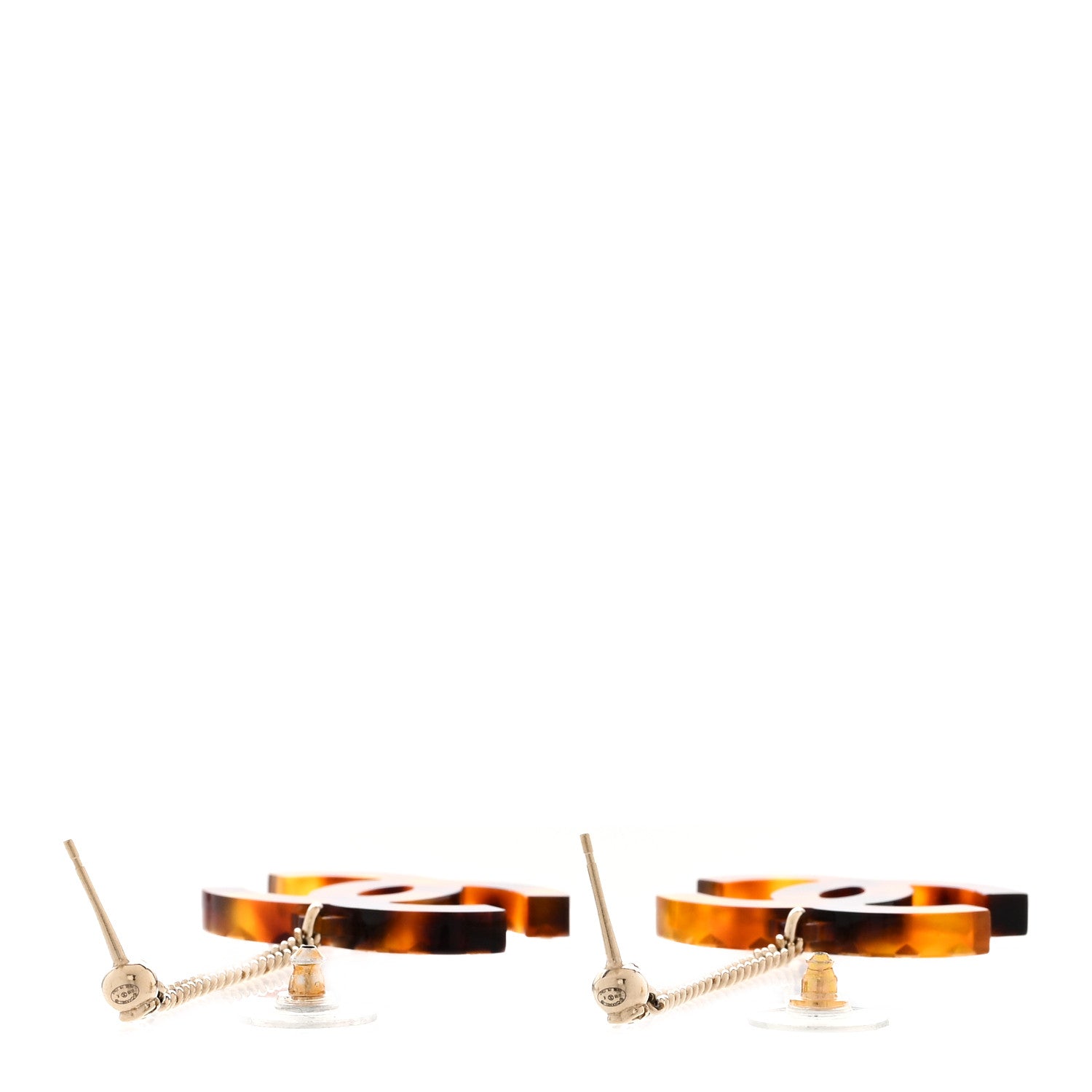 Chanel CC Crystal Drop Earrings Tortoise 4 of 5