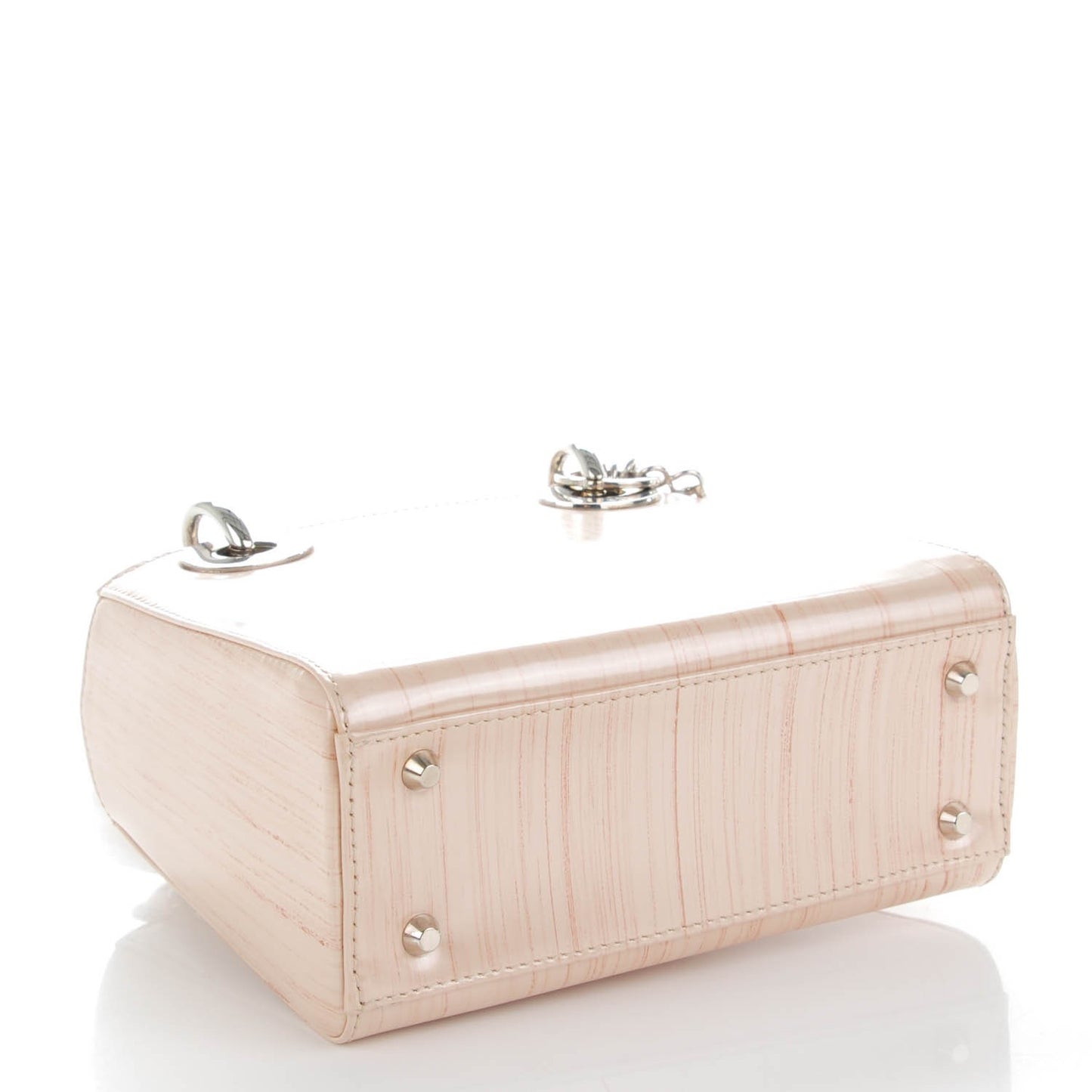 Wood Printed Glazed Calfskin Micro Lady Dior Beige