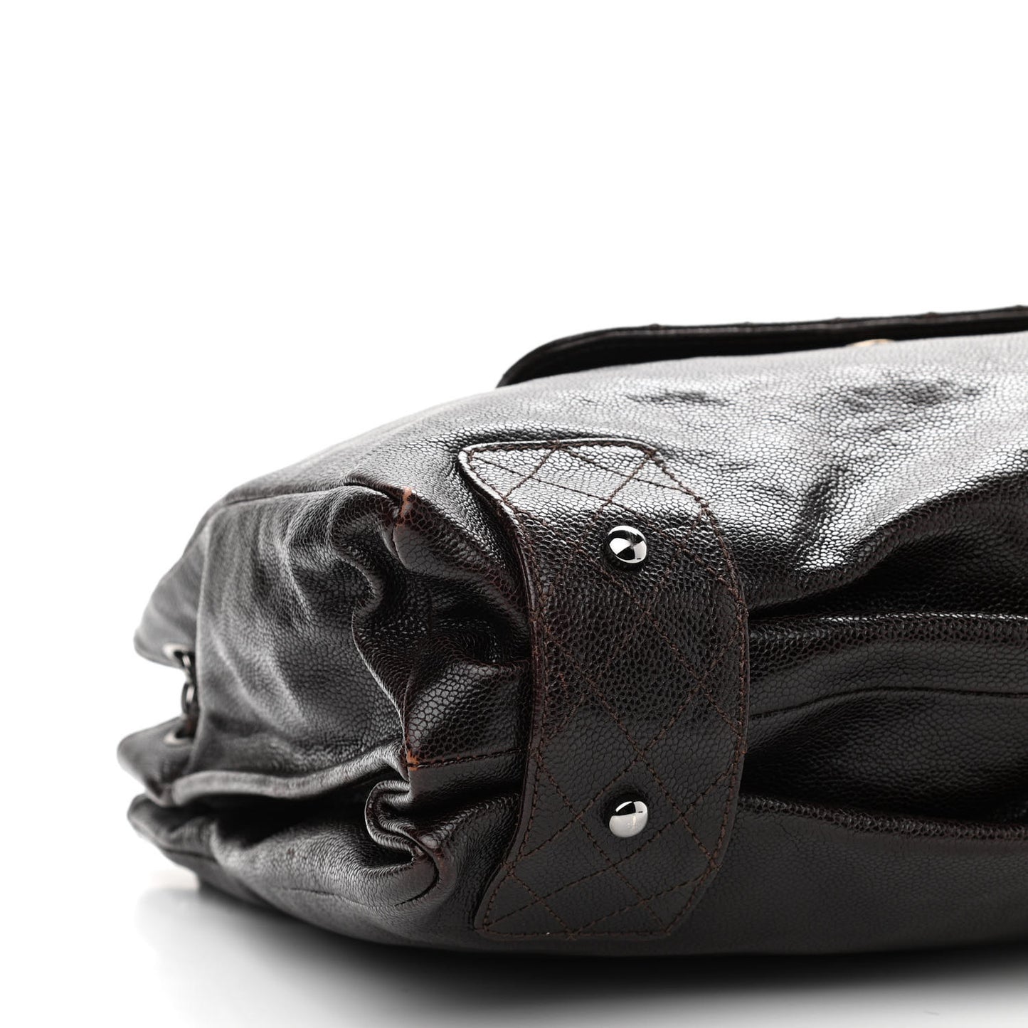 Glazed Caviar Pocket In The City Tote Dark Brown