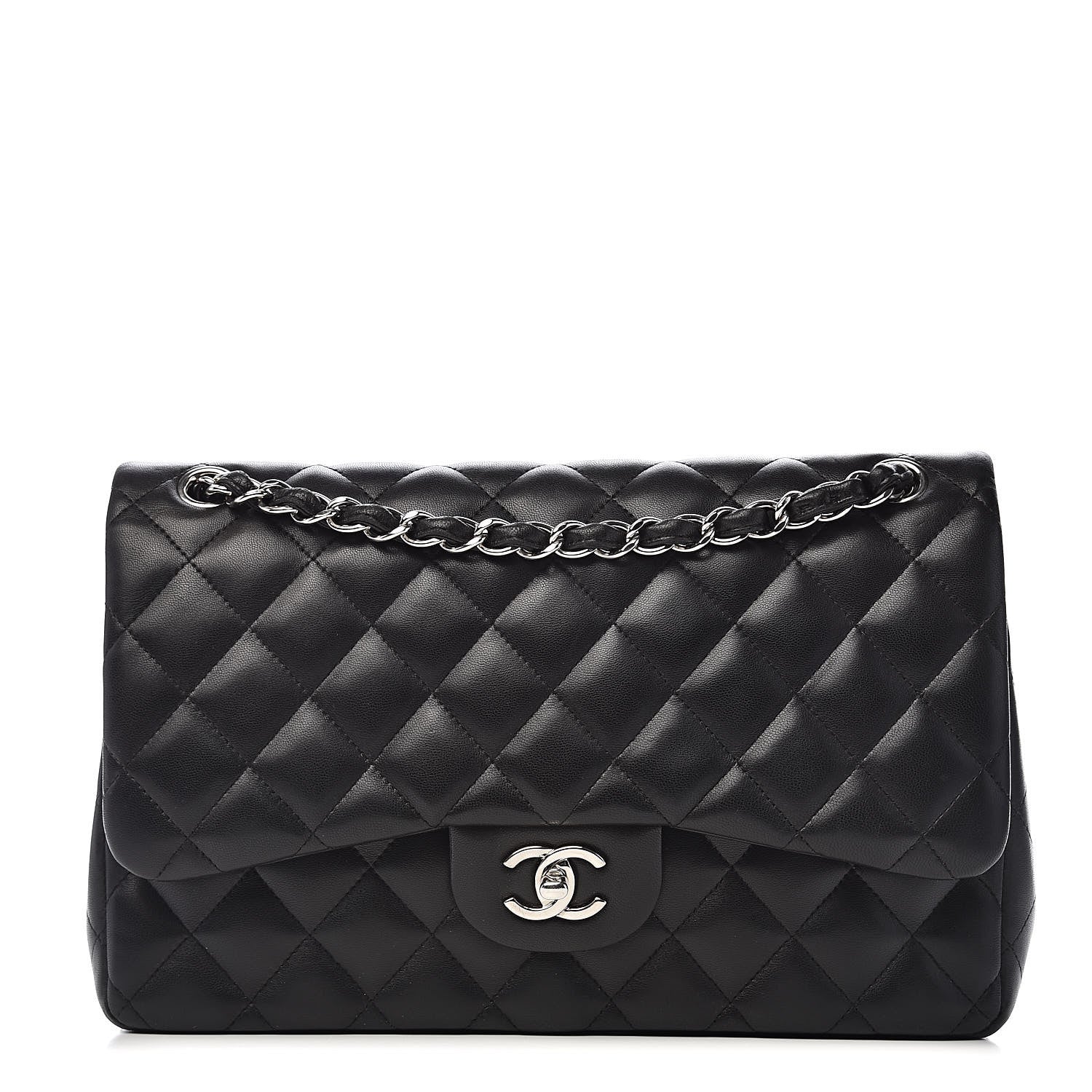 Chanel Lambskin Quilted Jumbo Double Flap Black 1 of 18