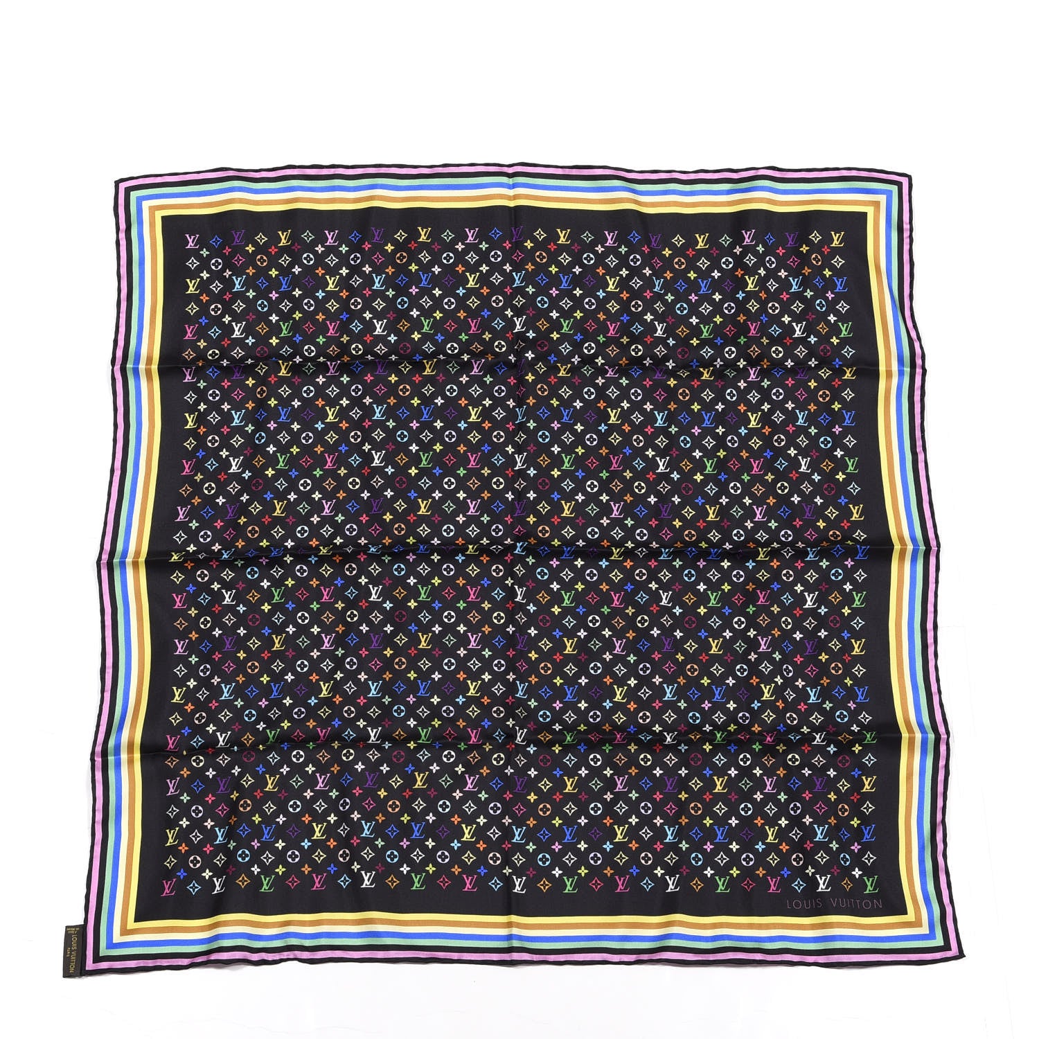 Louis Vuitton Silk Monogram Multicolor Square Scarf Black 1 of 5
