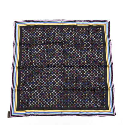 Louis Vuitton Silk Monogram Multicolor Square Scarf Black 1 of 5
