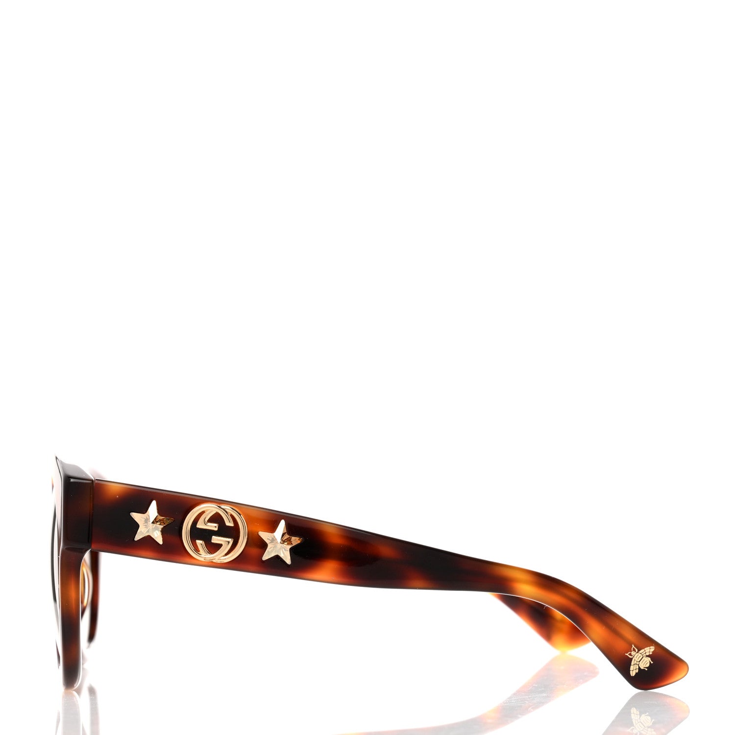 Gucci Acetate Round Frame GG Star Sunglasses GG0207S Tortoiseshell 3 of 8