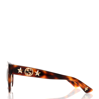 Gucci Acetate Round Frame GG Star Sunglasses GG0207S Tortoiseshell 3 of 8