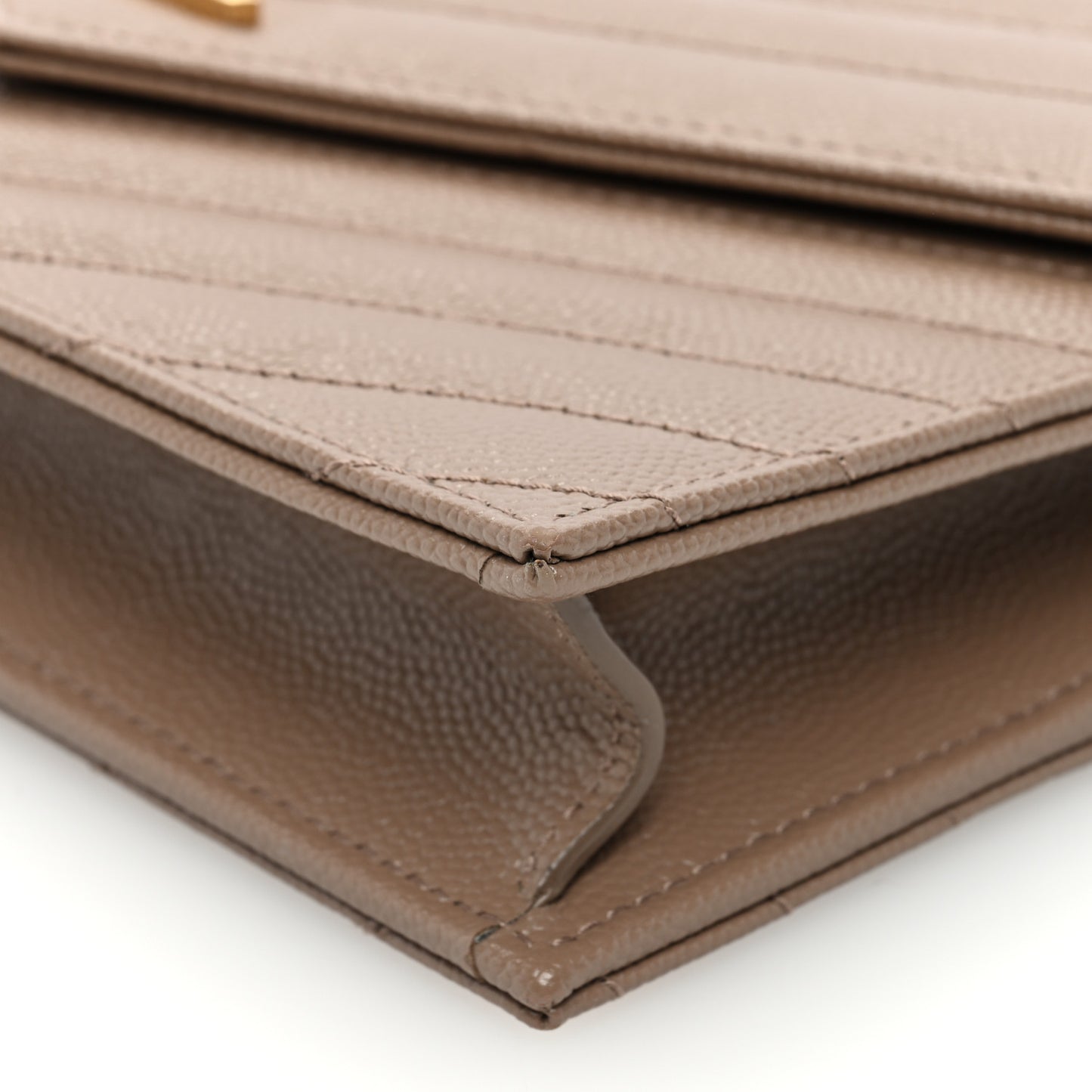 Grain De Poudre Matelasse Chevron Monogram Envelope Chain Wallet Taupe