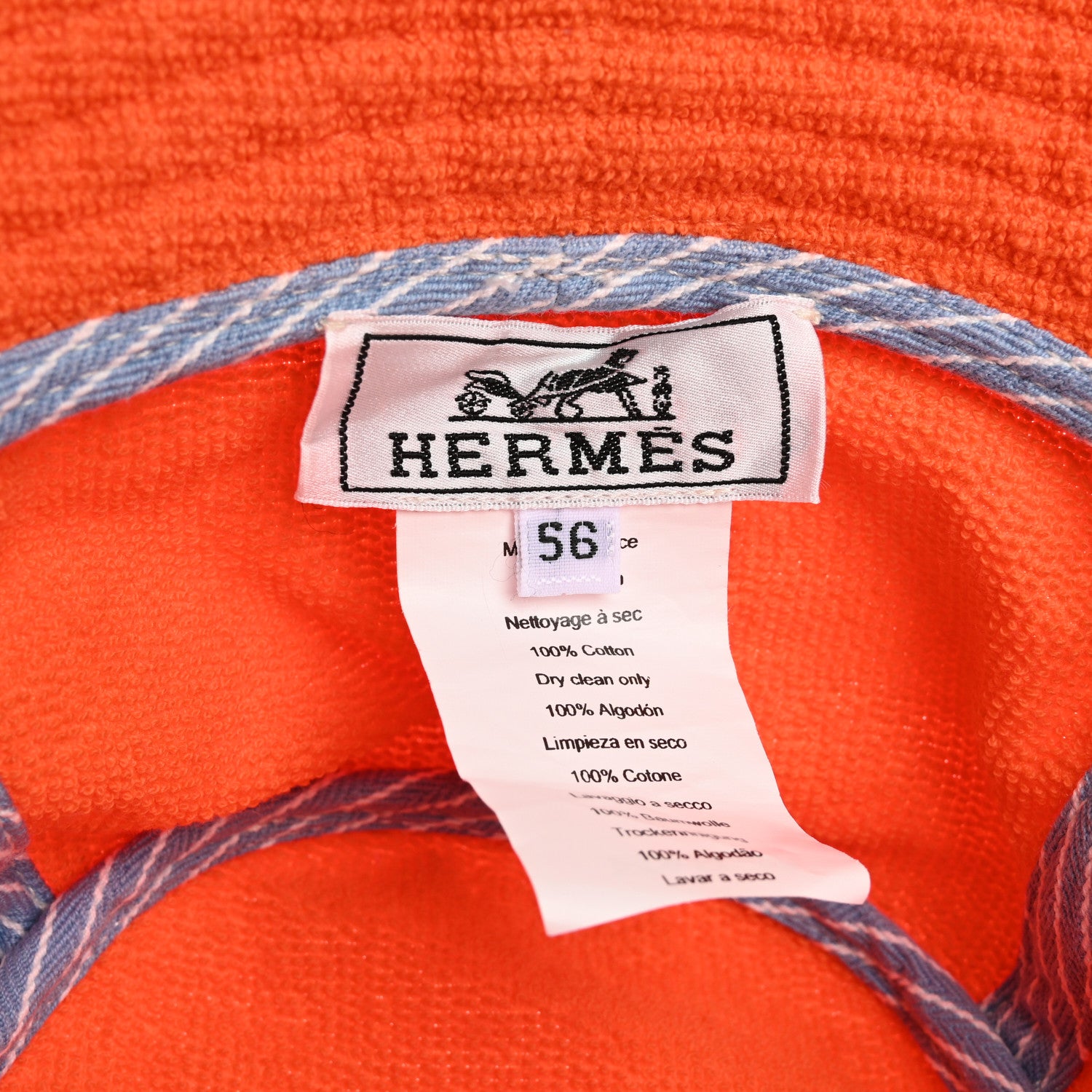 Hermes Cotton Eden Bucket Hat 56 Geranium 7 of 9