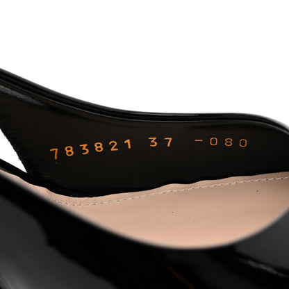 Gucci Vernice Crystal Nappa Charlotte Signoria Slingback Pumps 37 Black 9 of 13